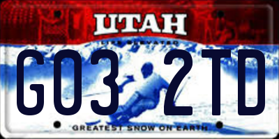 UT license plate G032TD