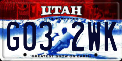 UT license plate G032WK