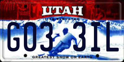 UT license plate G033IL