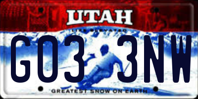 UT license plate G033NW