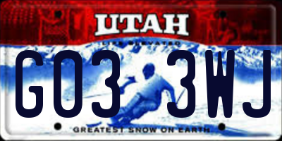 UT license plate G033WJ