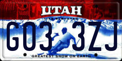 UT license plate G033ZJ