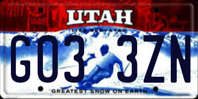 UT license plate G033ZN