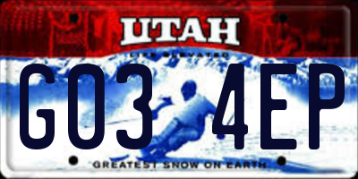 UT license plate G034EP