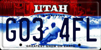 UT license plate G034FL