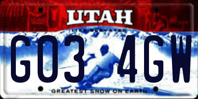 UT license plate G034GW
