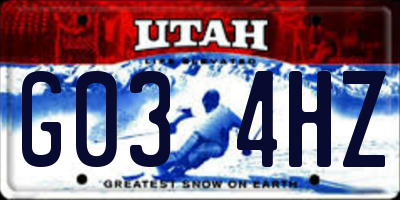 UT license plate G034HZ