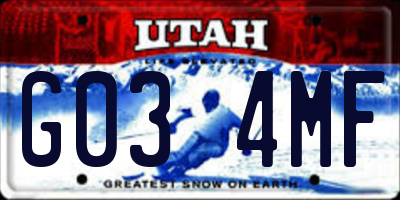 UT license plate G034MF