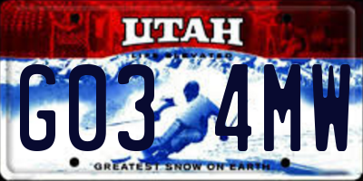 UT license plate G034MW