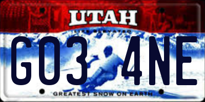 UT license plate G034NE