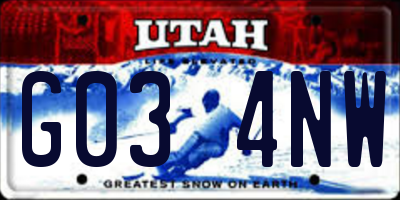 UT license plate G034NW