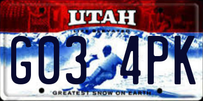 UT license plate G034PK