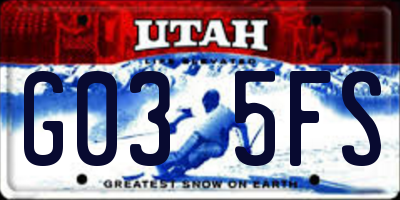 UT license plate G035FS