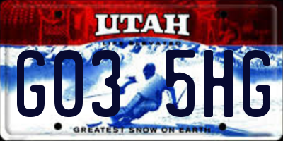 UT license plate G035HG