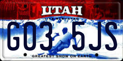 UT license plate G035JS
