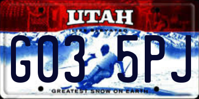 UT license plate G035PJ