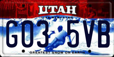 UT license plate G035VB