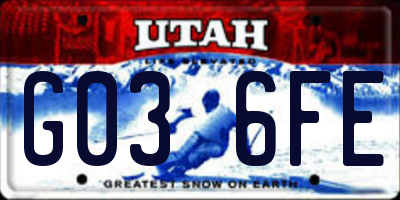 UT license plate G036FE