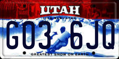 UT license plate G036JQ