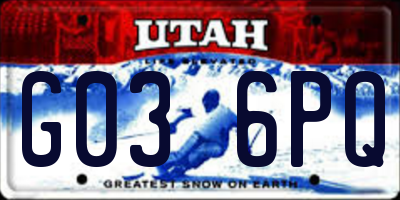 UT license plate G036PQ