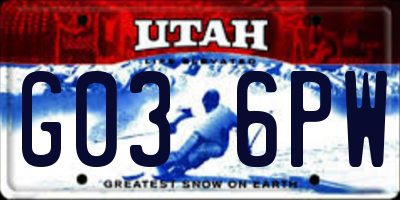 UT license plate G036PW