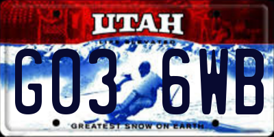 UT license plate G036WB