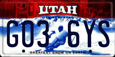 UT license plate G036YS