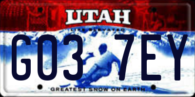 UT license plate G037EY