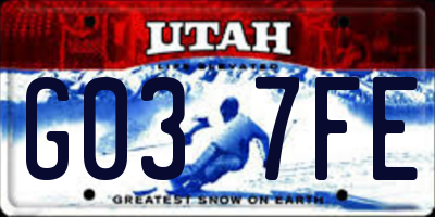 UT license plate G037FE