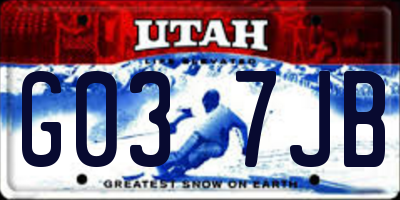 UT license plate G037JB