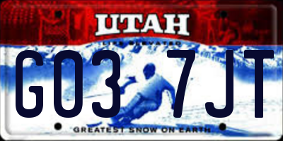 UT license plate G037JT