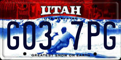 UT license plate G037PG