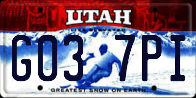 UT license plate G037PI