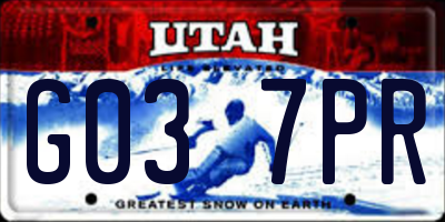 UT license plate G037PR