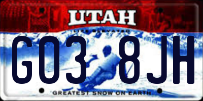 UT license plate G038JH
