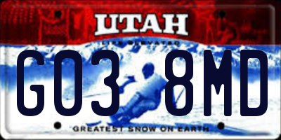 UT license plate G038MD