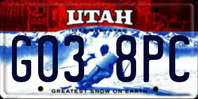 UT license plate G038PC