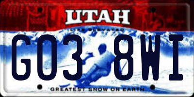 UT license plate G038WI