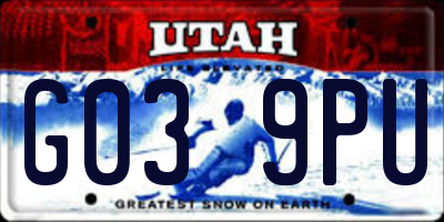 UT license plate G039PU