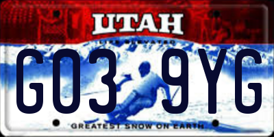 UT license plate G039YG