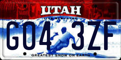 UT license plate G043ZF