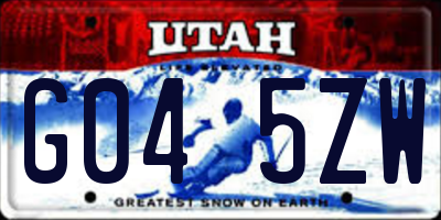 UT license plate G045ZW