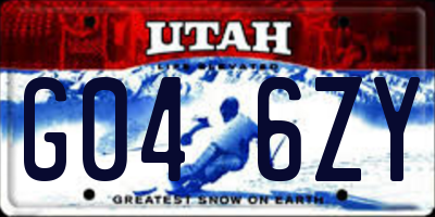 UT license plate G046ZY
