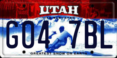 UT license plate G047BL