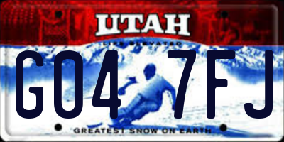 UT license plate G047FJ