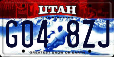 UT license plate G048ZJ