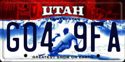 UT license plate G049FA