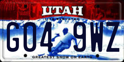 UT license plate G049WZ