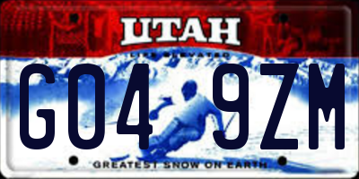 UT license plate G049ZM