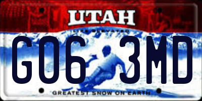 UT license plate G063MD